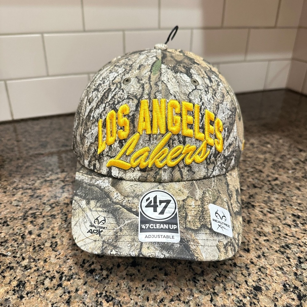 Los Angeles Lakers '47 Clean Up Realtree Camo Adjustable Baseball Hat Cap New